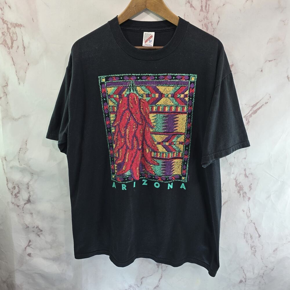 Vintage T Shirt Mens Medium Womens XL 90s Arizona Southwestern Peppers Sparkle